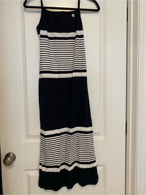 Armor Lux Navy and White Striped Maxi Dress
